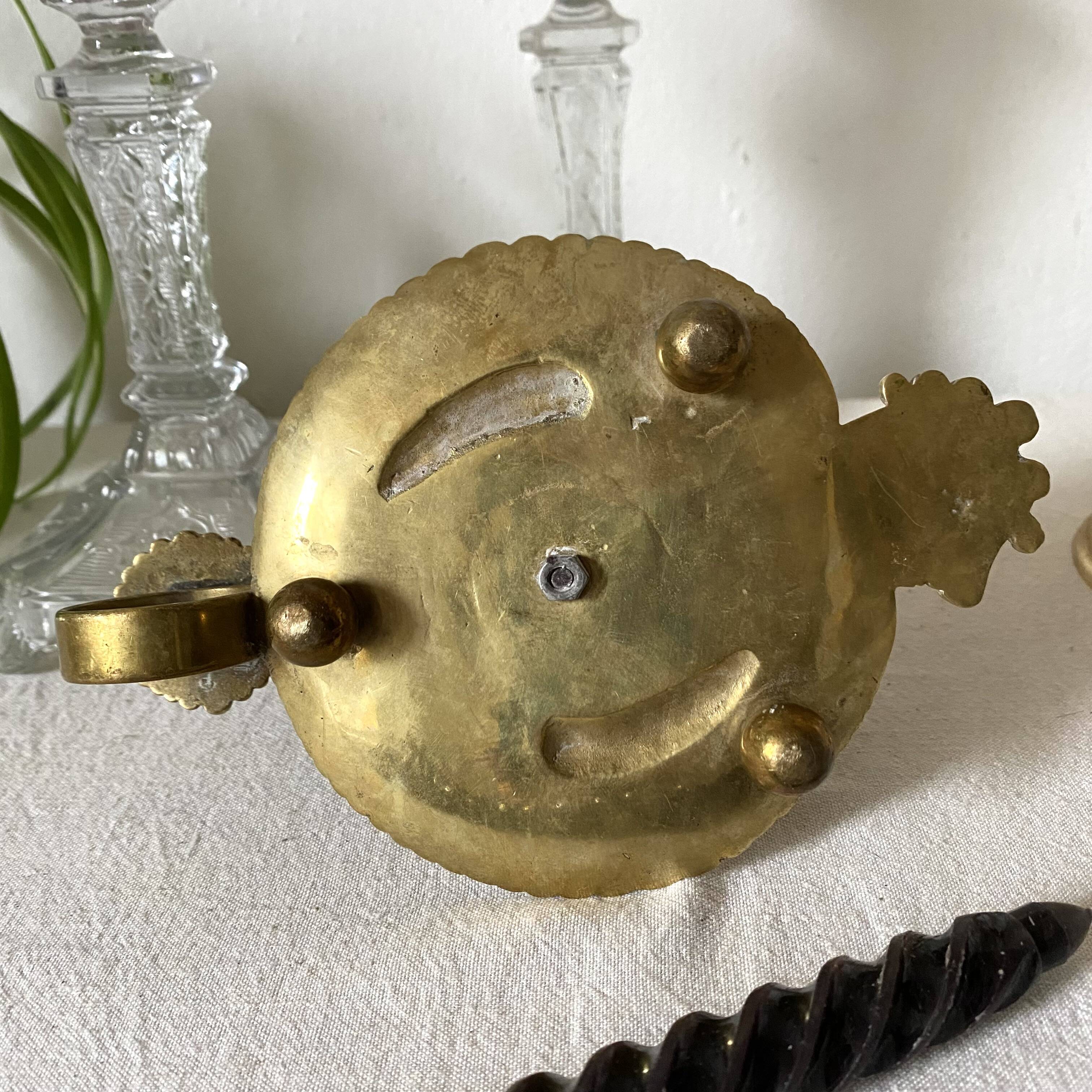 Brass thumb candle holder, scarab