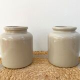 Set of 2 old stoneware mustard pots