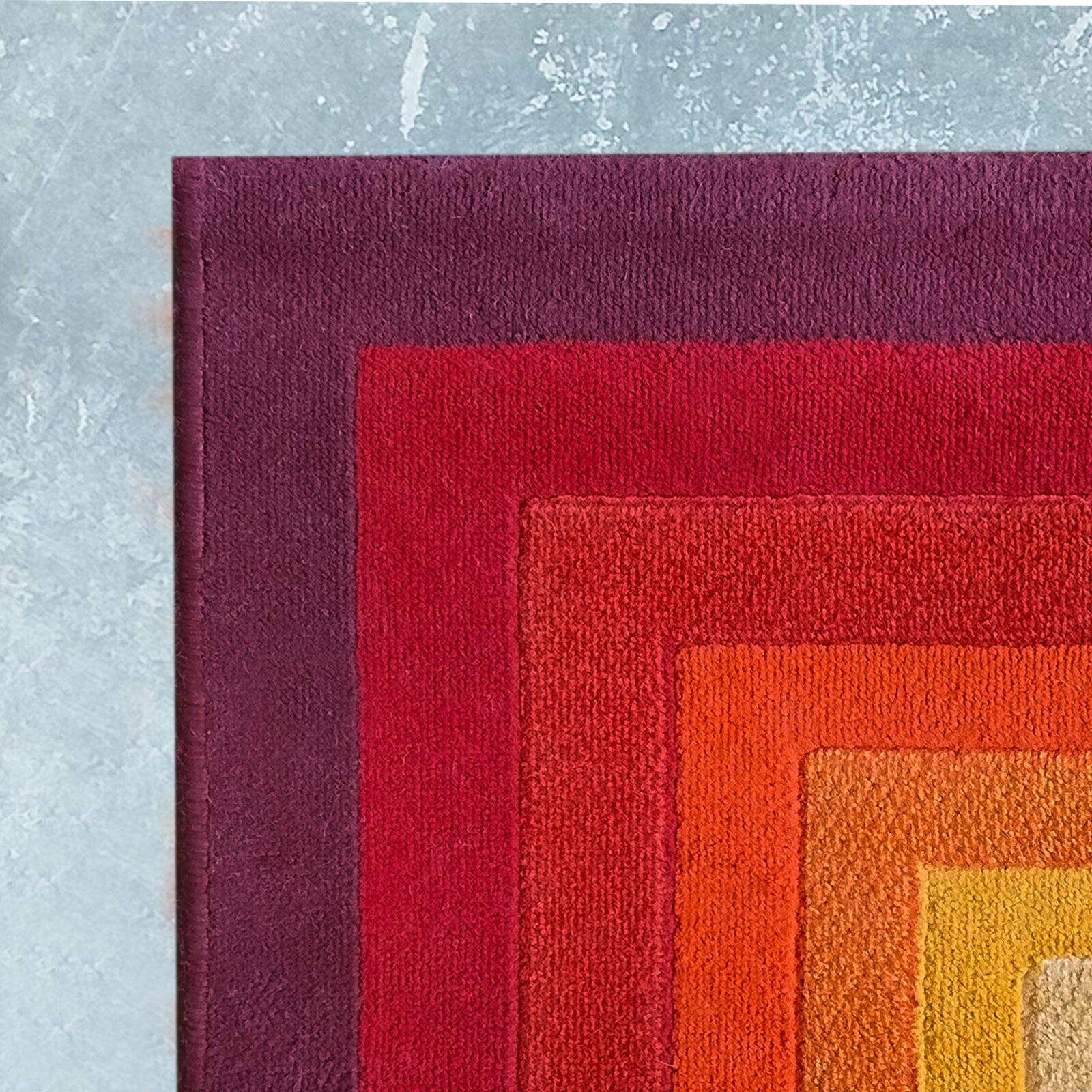 1970s Gorgeous Verner Panton Style "Quadrat" Geometric Op Art Rug. Made in