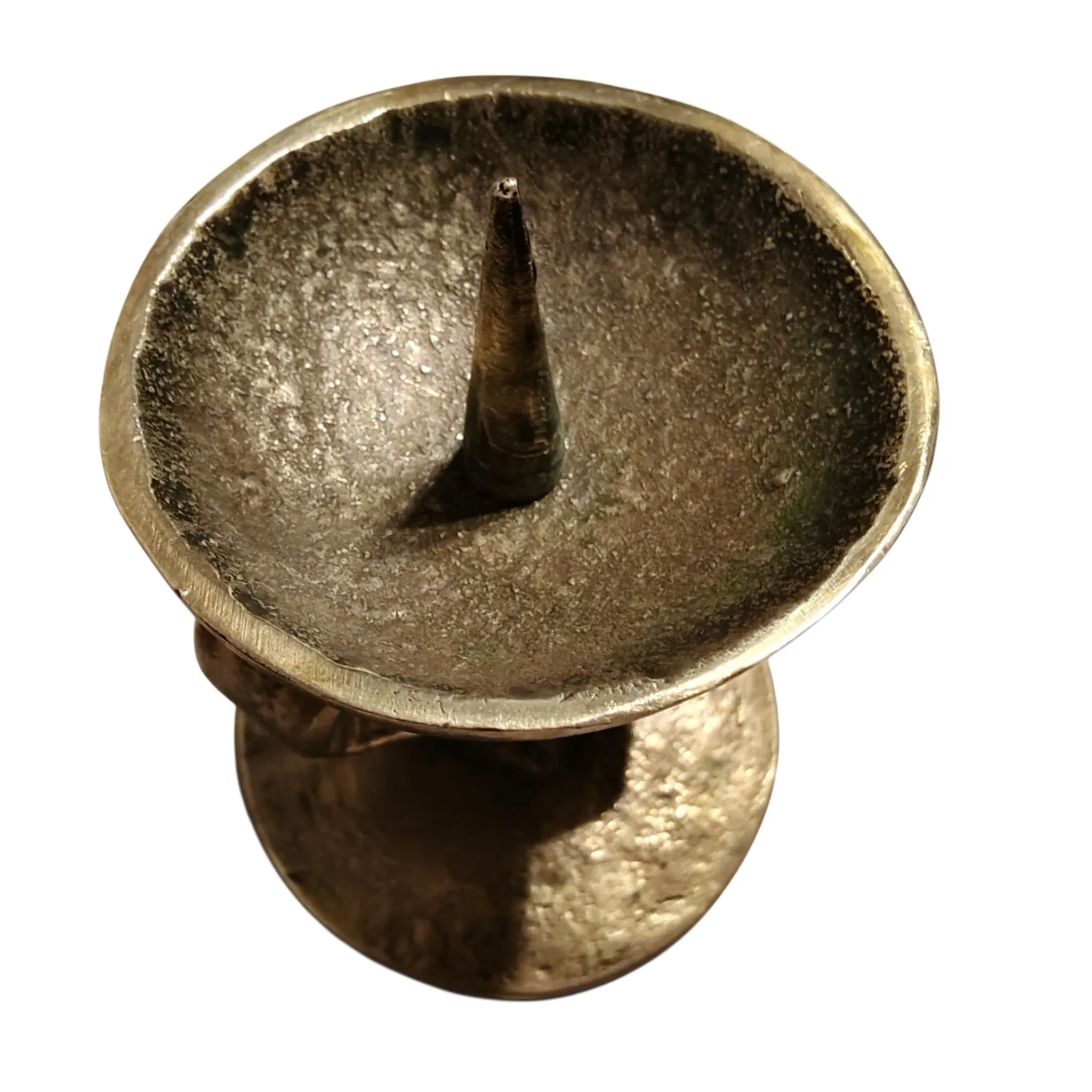 Vintage Brutalist Candle Holder in Solid Brass – Mid-Century Modern Design