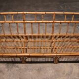 Vintage Italian Bamboo Sofa with Cushions from the 1970s