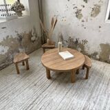 Circular elm coffee table from the 1950s