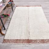 Terracota wool moroccan shaggy rug, Turkish wool rugs orange terracota