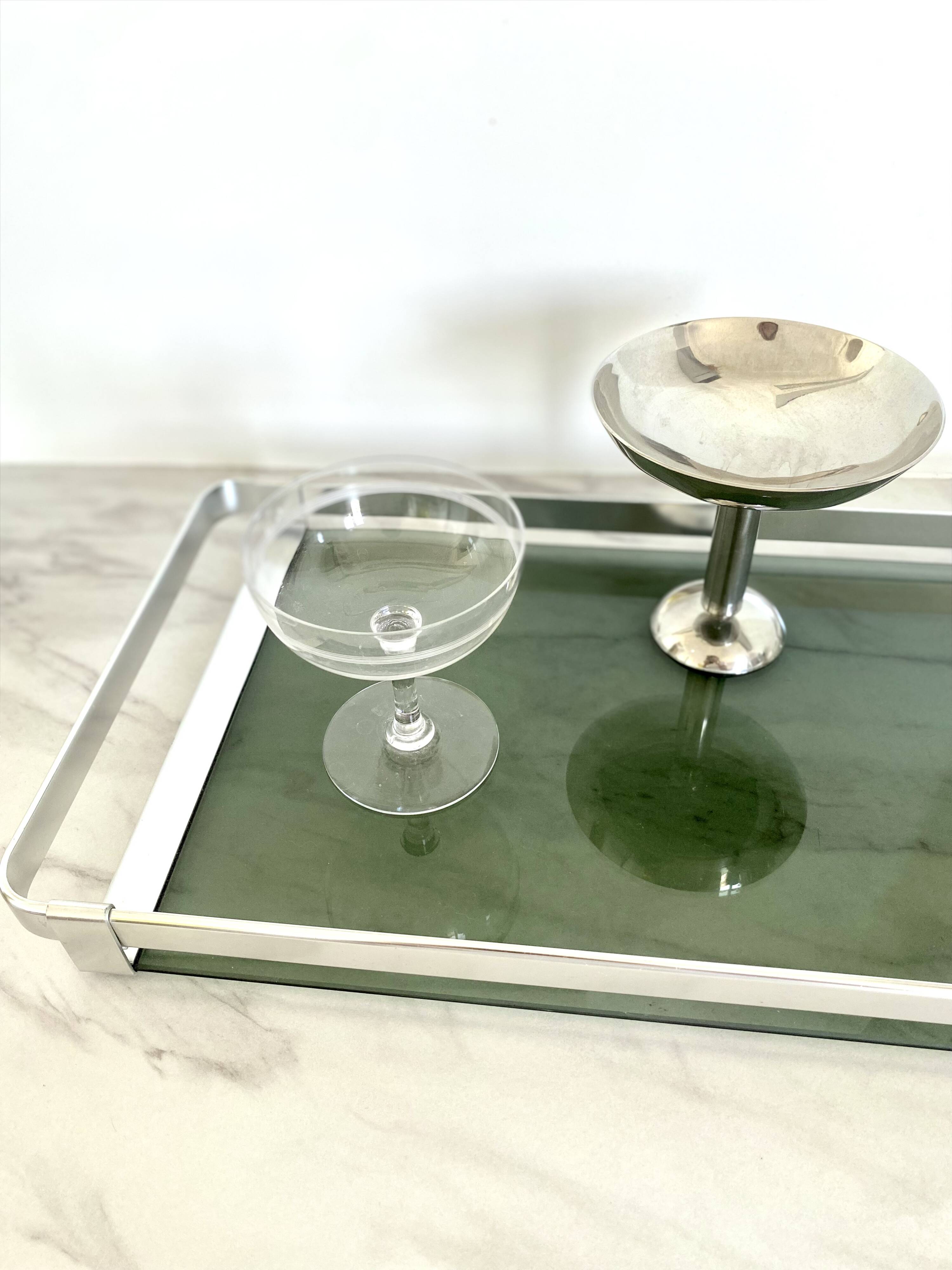 Aluminium and chrome plateau MB Italy 1970s - 45 cm
