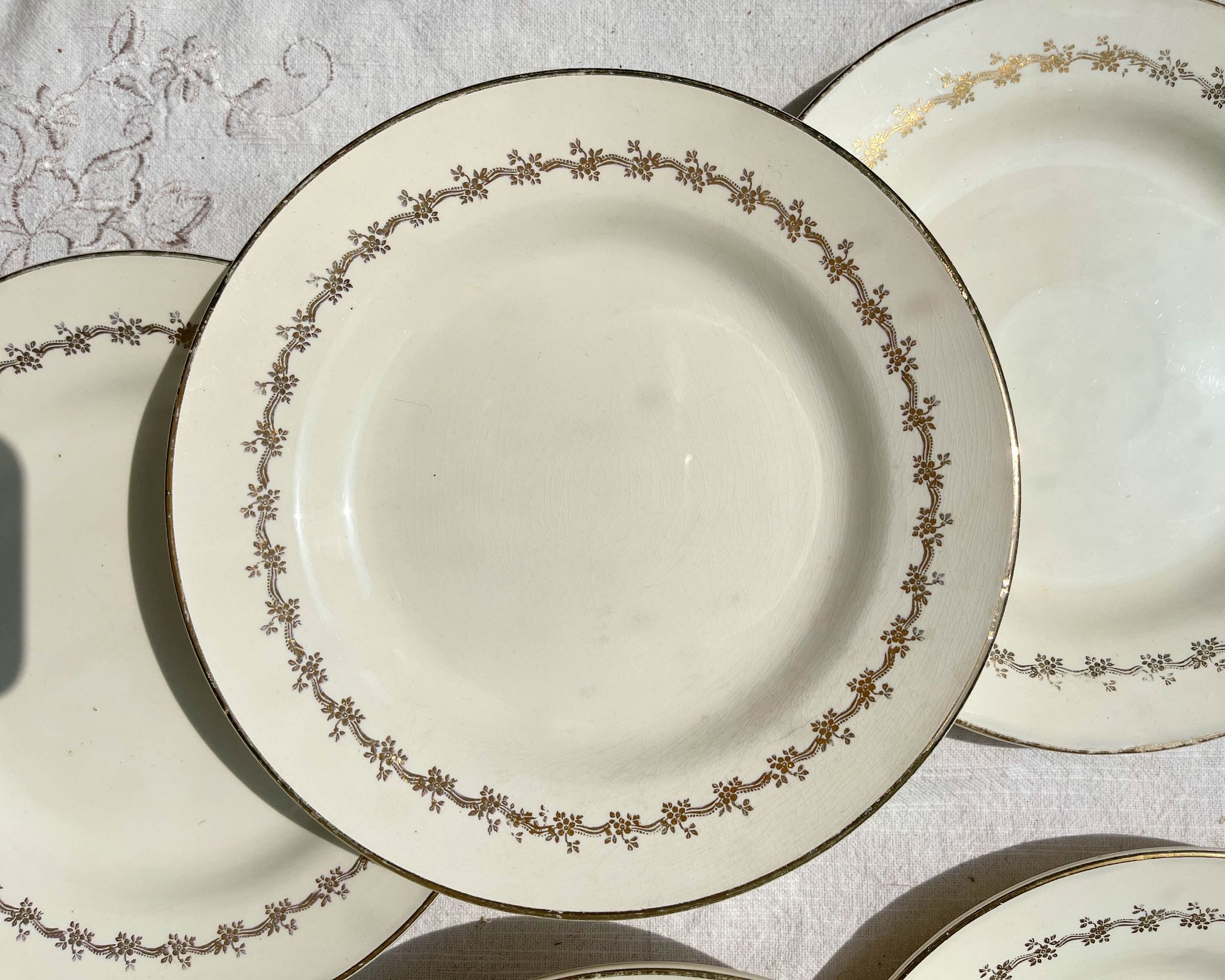6 opaque porcelain dinner plates, Digoin model "Suzy"