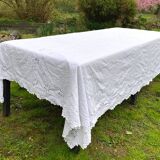 Large antique embroidered tablecloth 190x260