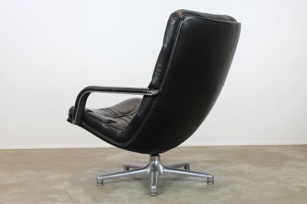 Black leather F141 armchair by Geoffrey Harcourt for Artifort, 1970s