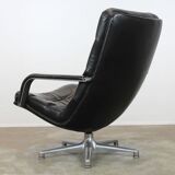 Black leather F141 armchair by Geoffrey Harcourt for Artifort, 1970s