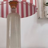 Sandstone lamp and striped lampshade