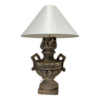 18TH century Stone gate finial and lampshade