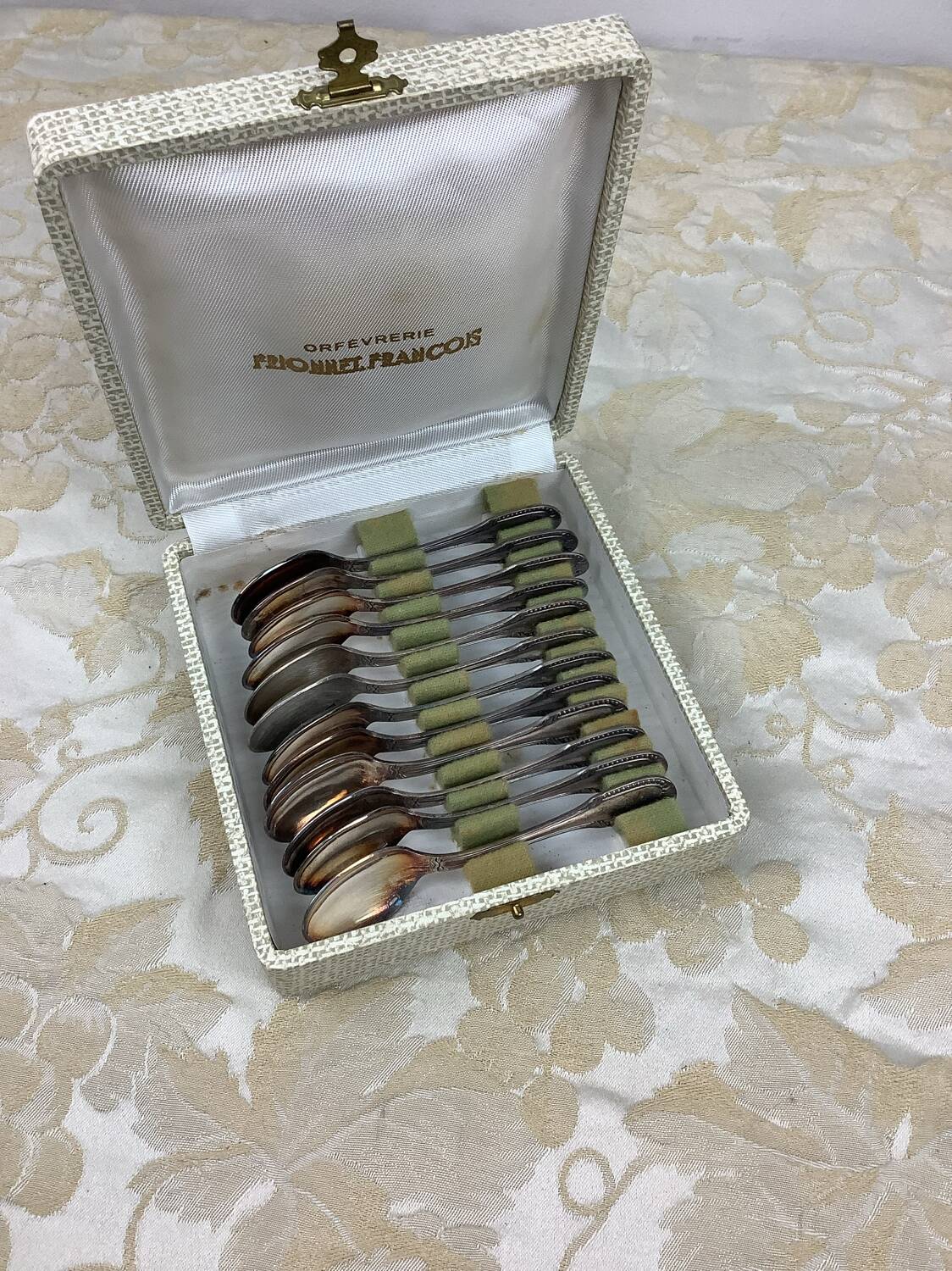 Box of 12 old spoons