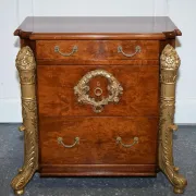 Empire Style Nightstands in Golden Walnut Burl, Set of 2
