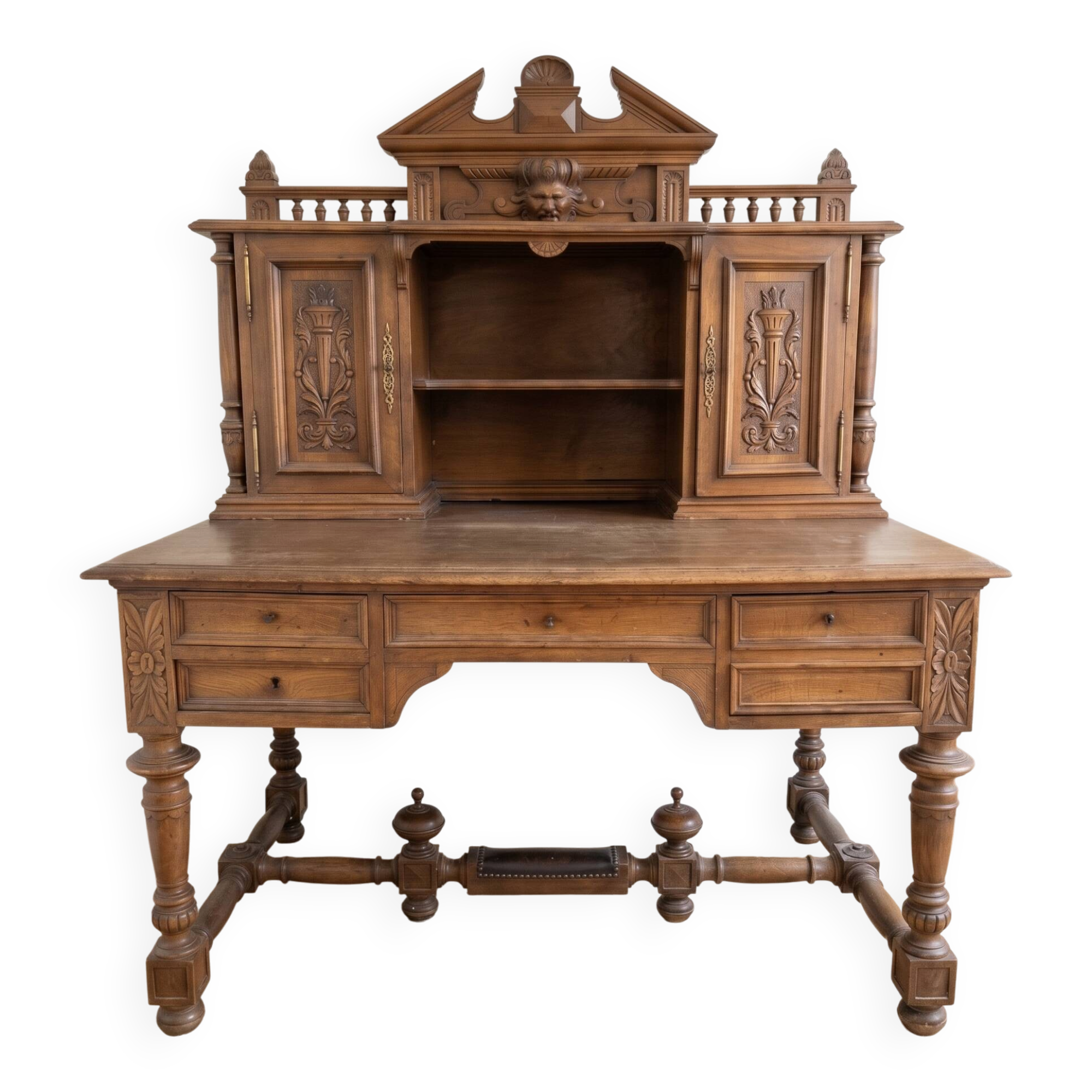 Antique tiered desk in solid oak
