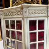 Napoleon III Period Display Cabinet in Painted Wood with Beveled Tiles in Louis XVI Style