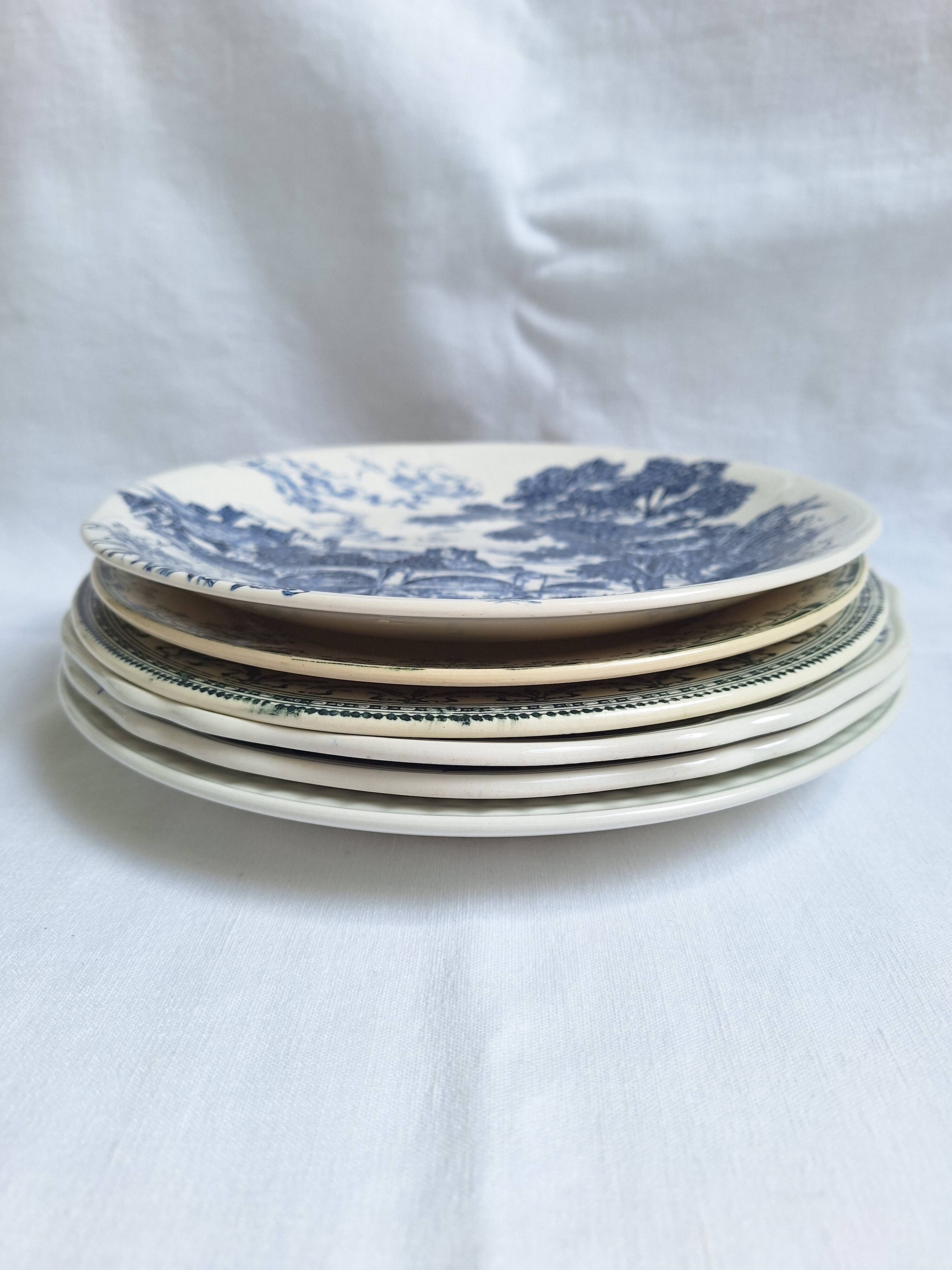 Vintage blue green dinner plates