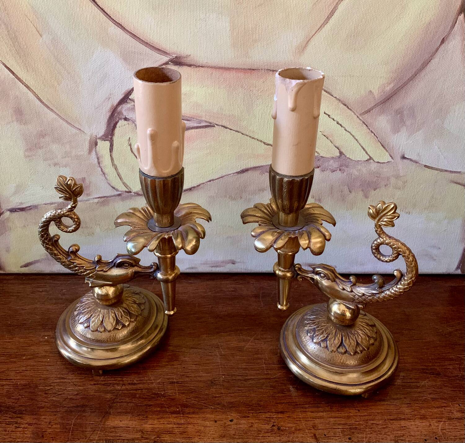 Bronze candlesticks lamp bases
