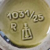 Vintage diabolo vase Marzi & Remy - ceramic West Germany 1960 - olive green relief decoration