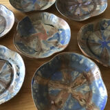 7 stoneware cups signed G Méténier