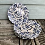 5 vintage plates with blue flowers