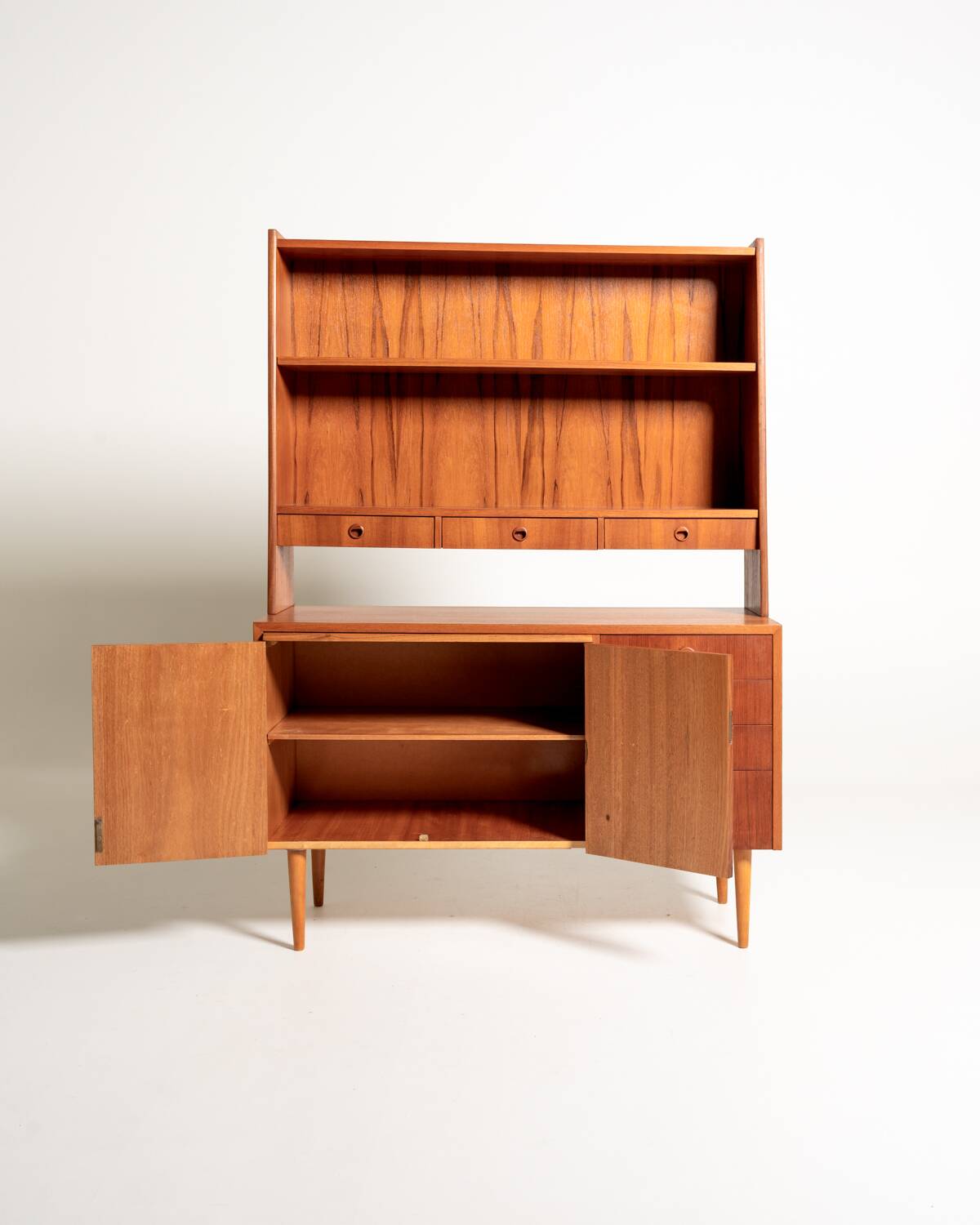 Swedish teak bookcase with writing desk, 1960s