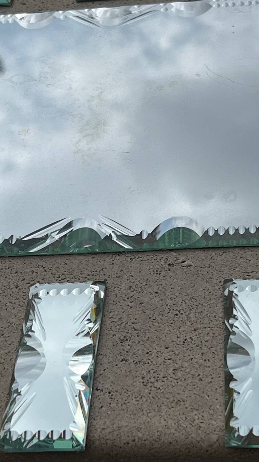 Beveled mirror glass - knife holders bottle coasters