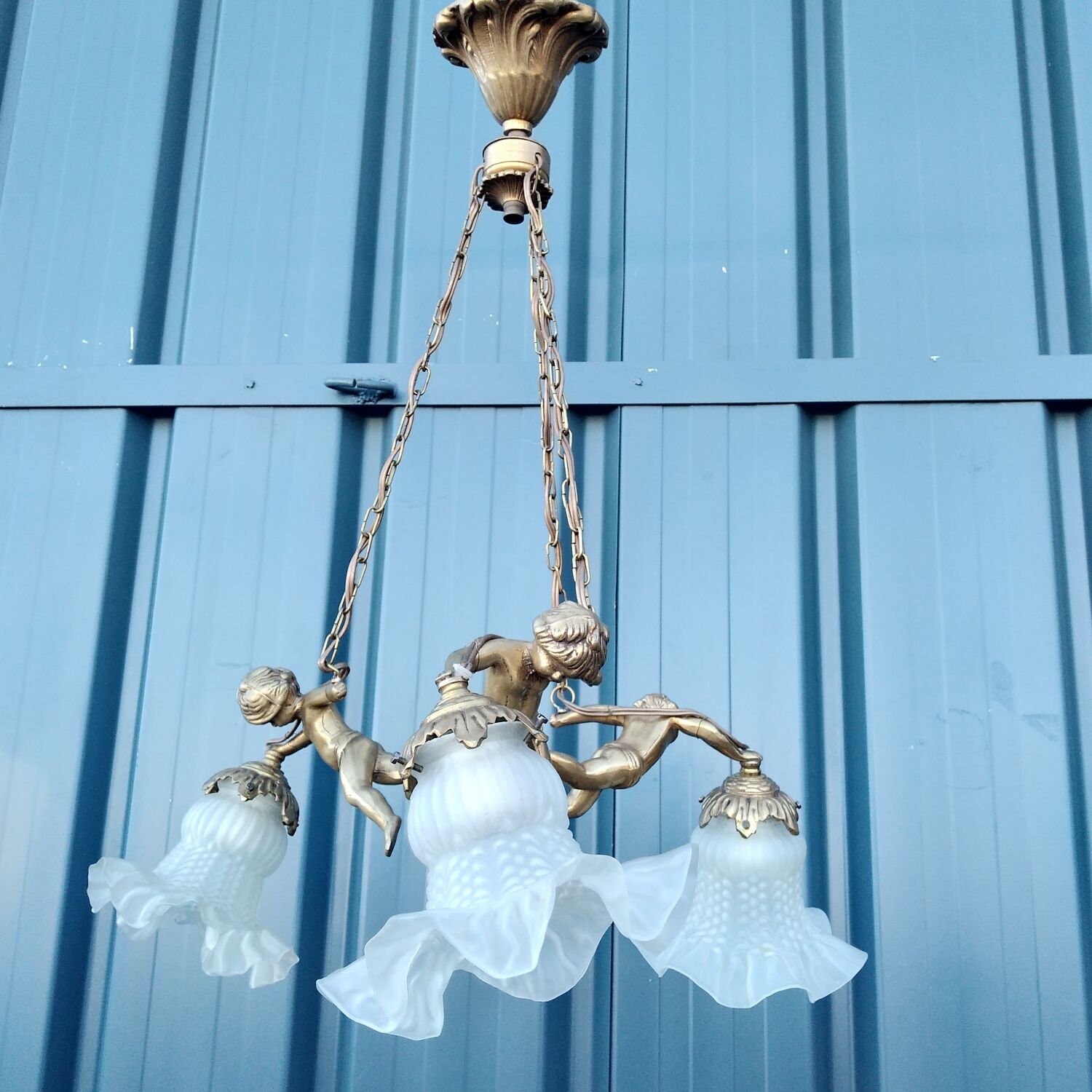 Bronze angel chandelier