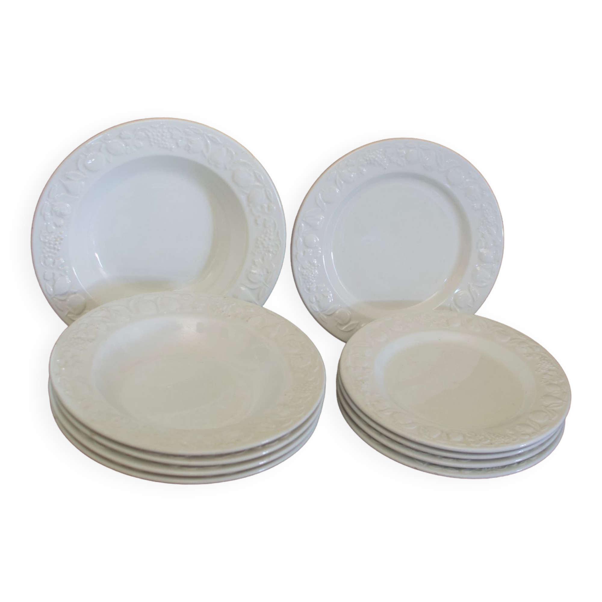 Set of italian ceramic plates fruit model