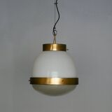 Grande plafonnier Artemide Delta - Années 60 - Sergio Mazza - Laiton et verre