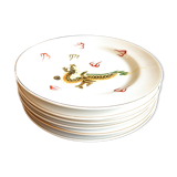 6 AIGI dessert plates decorated with golden dragons