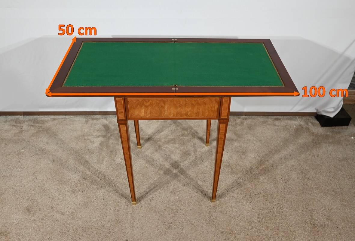 Mahogany and marquetry games table, Art Nouveau, 1920