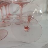 8 vintage pink crystal champagne glasses