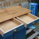 Vintage deep blue Parisian sideboard & natural wood top