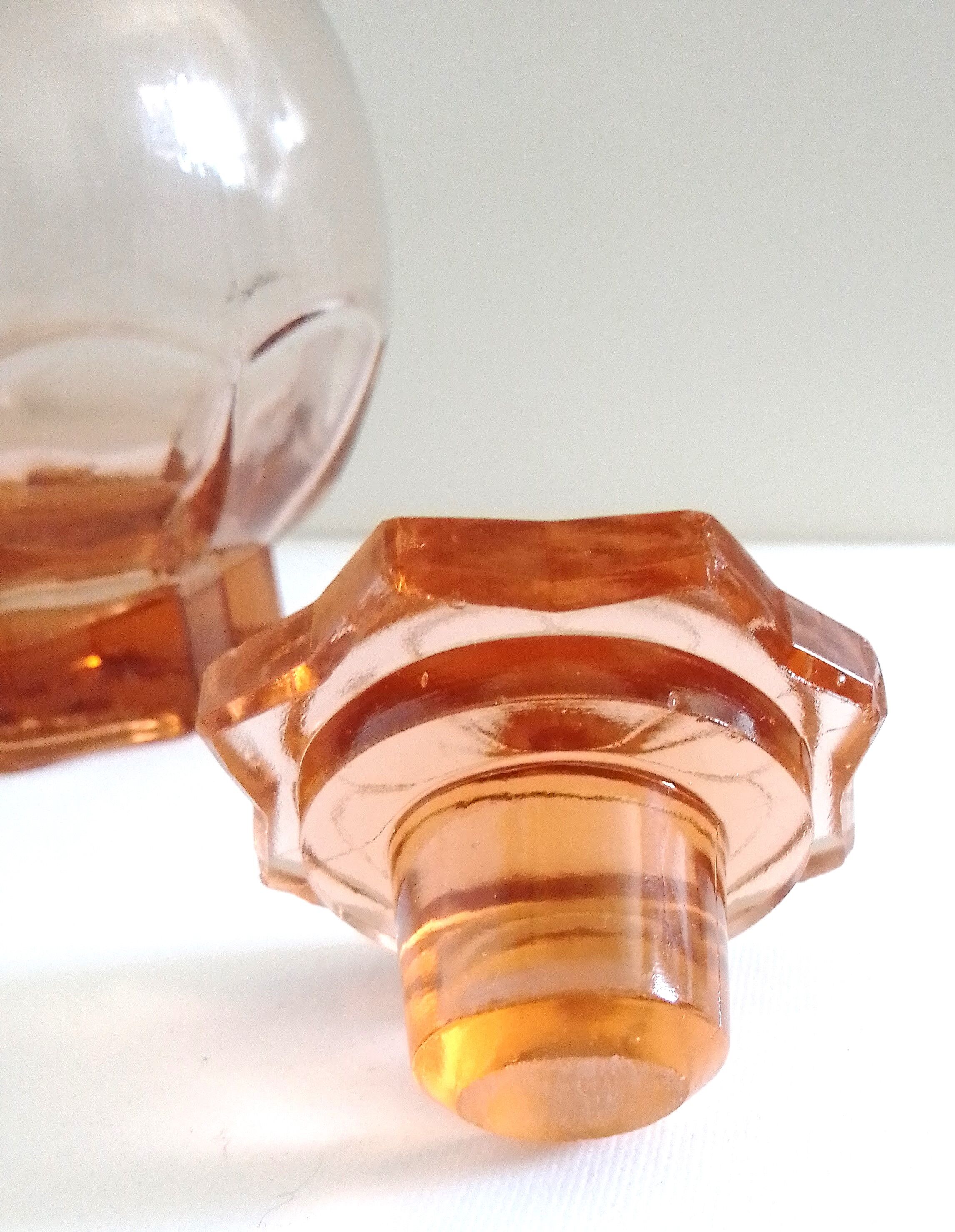 Pink molded glass decanter, Luminarc