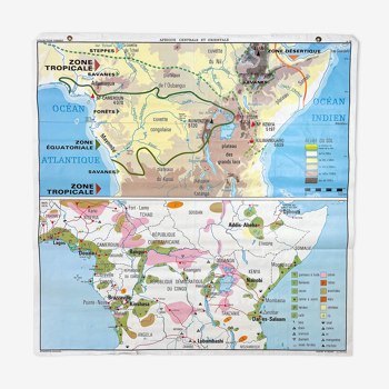Vintage school map africa hachette rossignol 1970