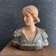 Buste de femme Art nouveau en plâtre polychrome, vers 1900
