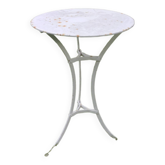 Old metal pedestal table, old garden table
