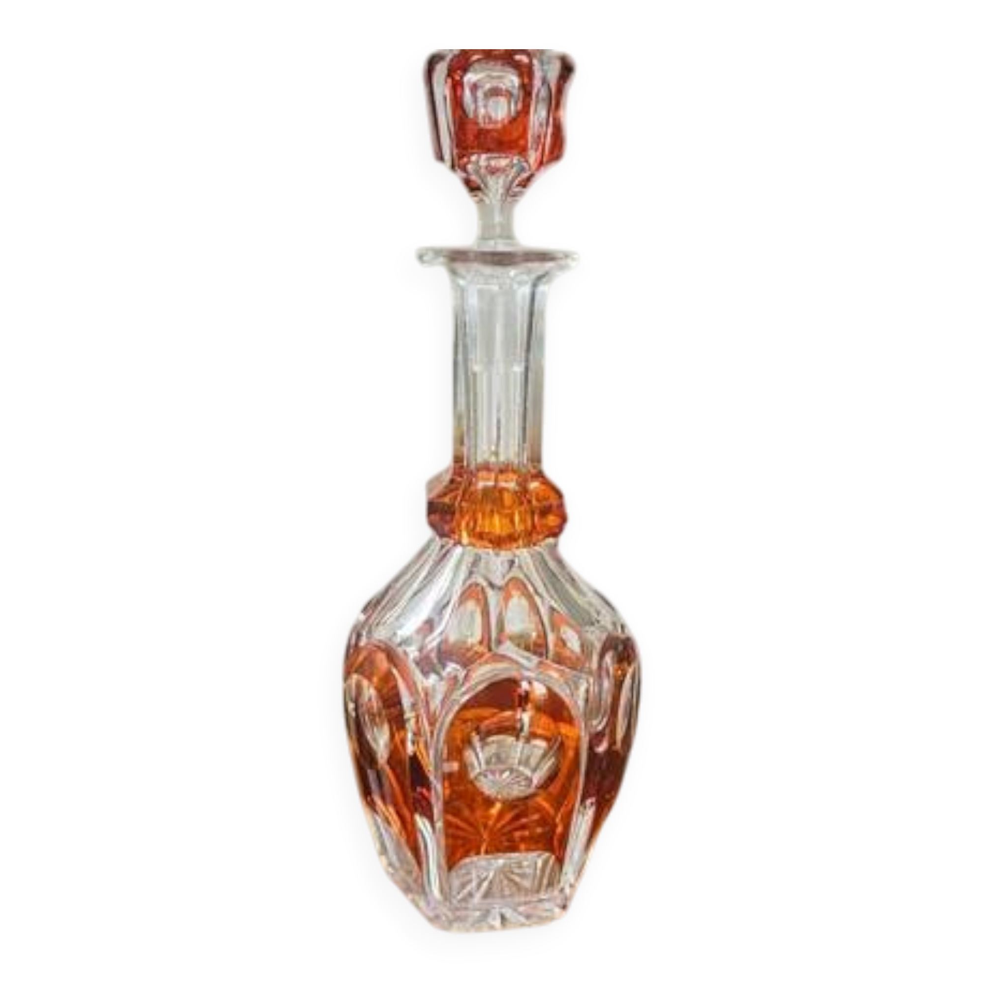 Orange crystal carafe Val Saint-Lambert - 1950s