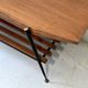 Mid-century coffee table with 2 mahogany wood tops and brass detail, Italy.