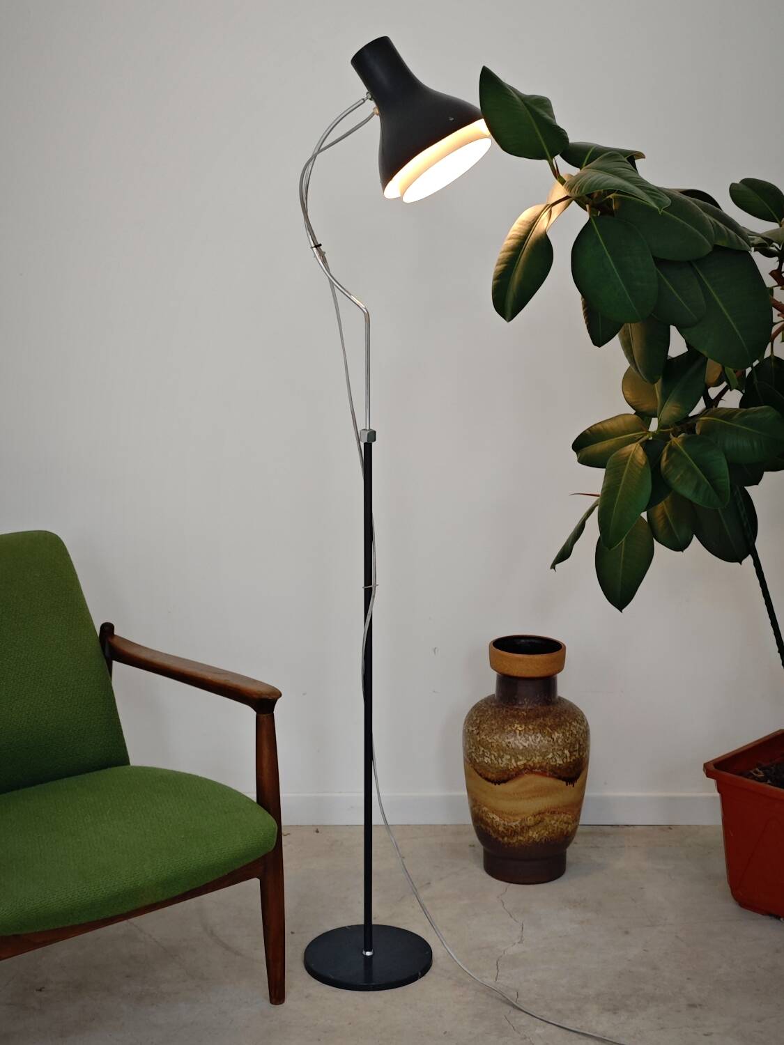 Lampadaire réglable anthracite 1716 par Josef Hurka pour Napako