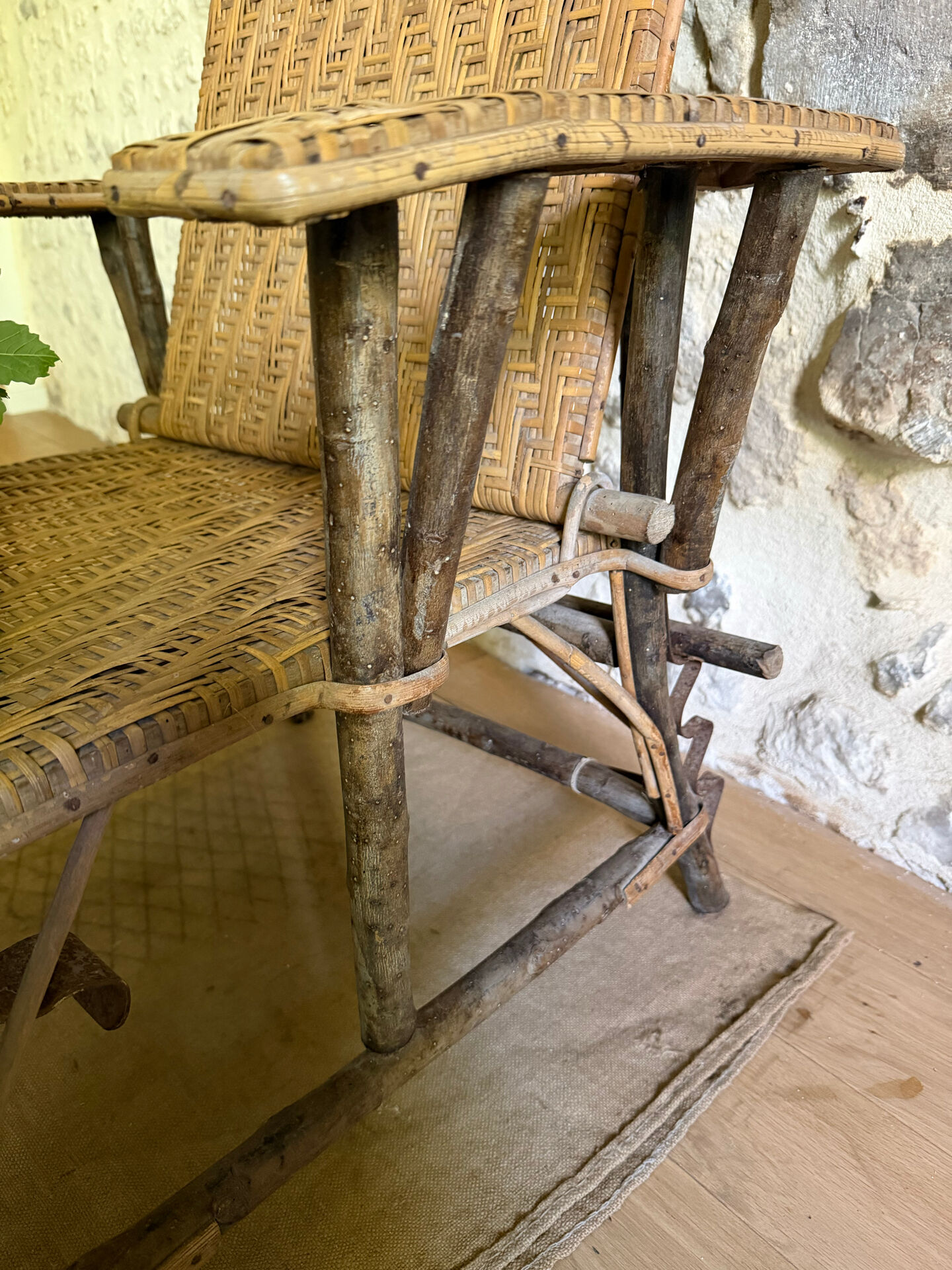 Chaise longue en rotin