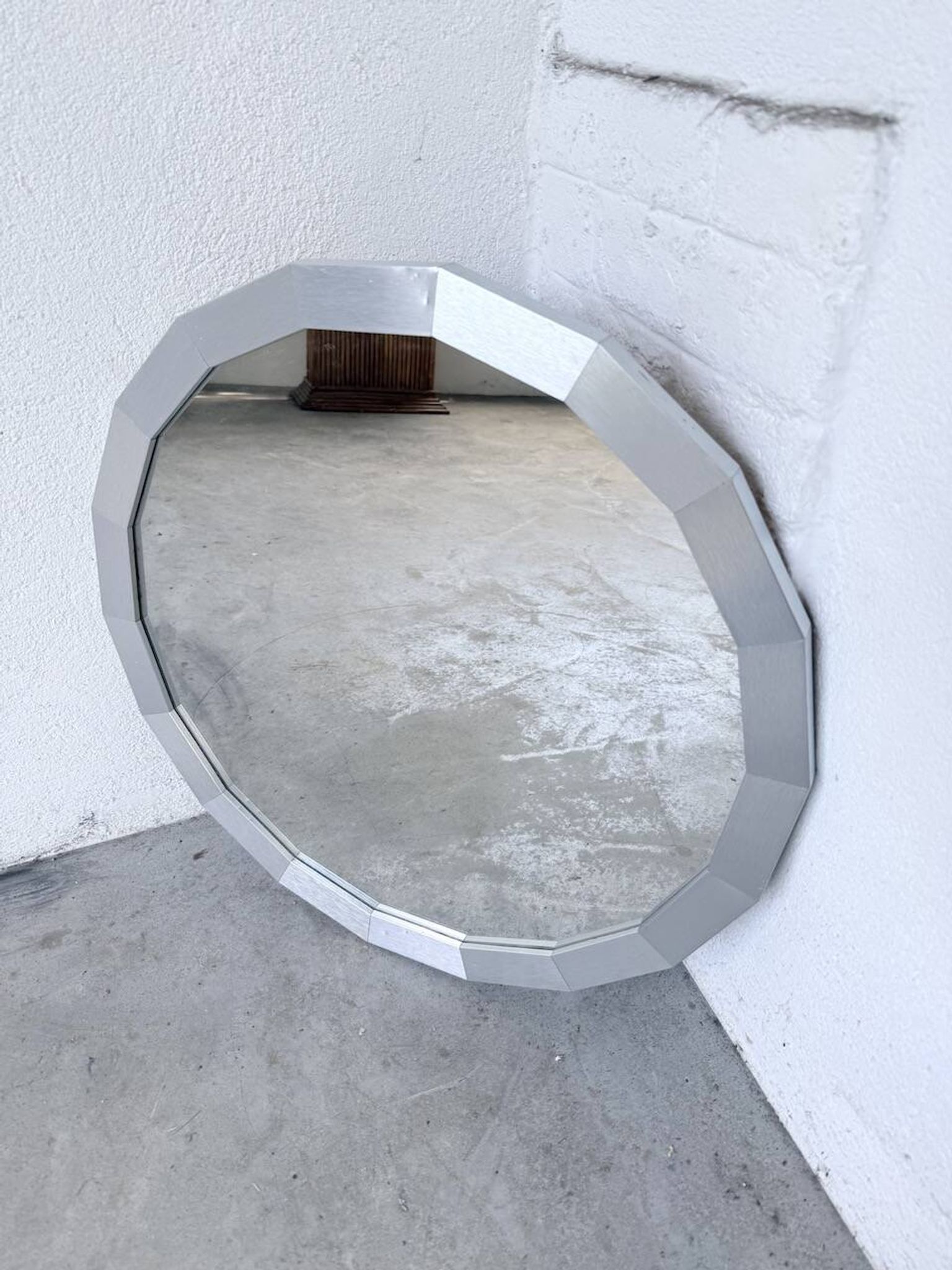 Miroir hexagonal métal brossé 1970