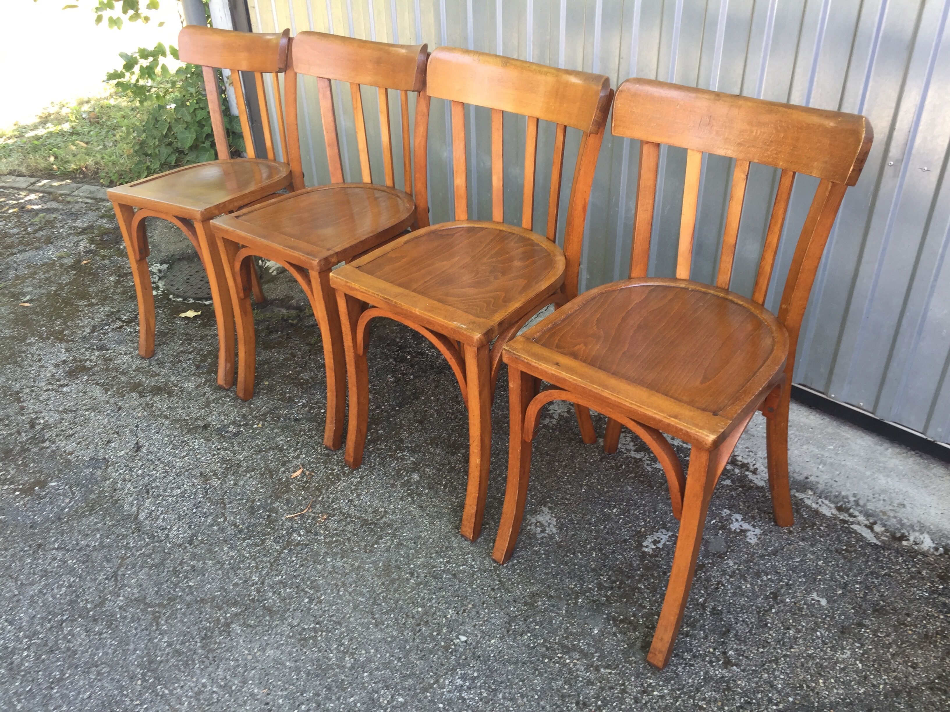 Lot de 4 chaises de bistrot Baumann vintage 1940