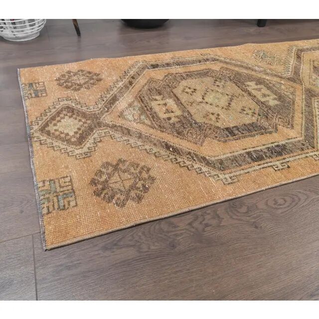1970s Turkish Oushak wool runner rug 76x337