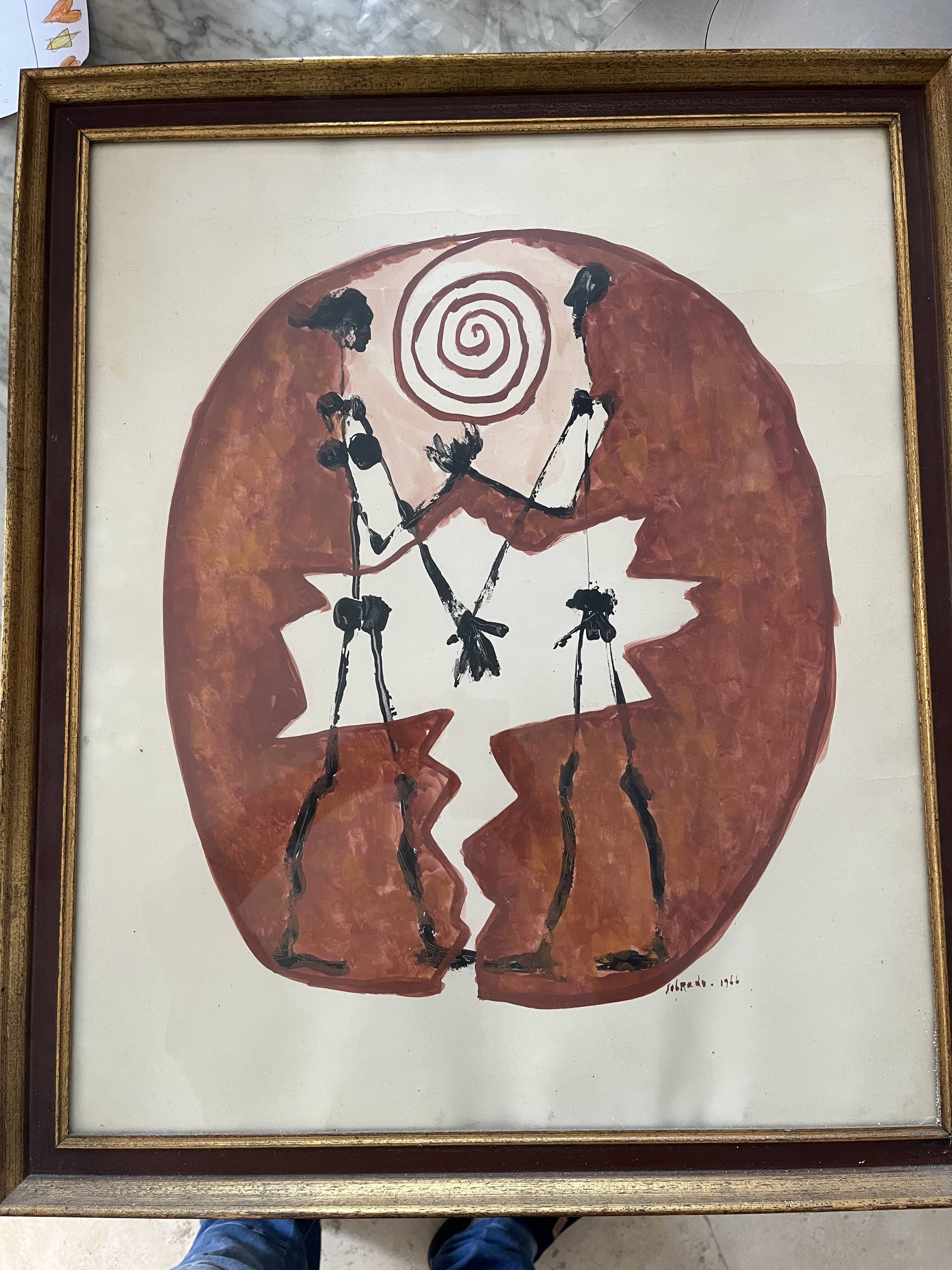 watercolor painting signed Sobrado