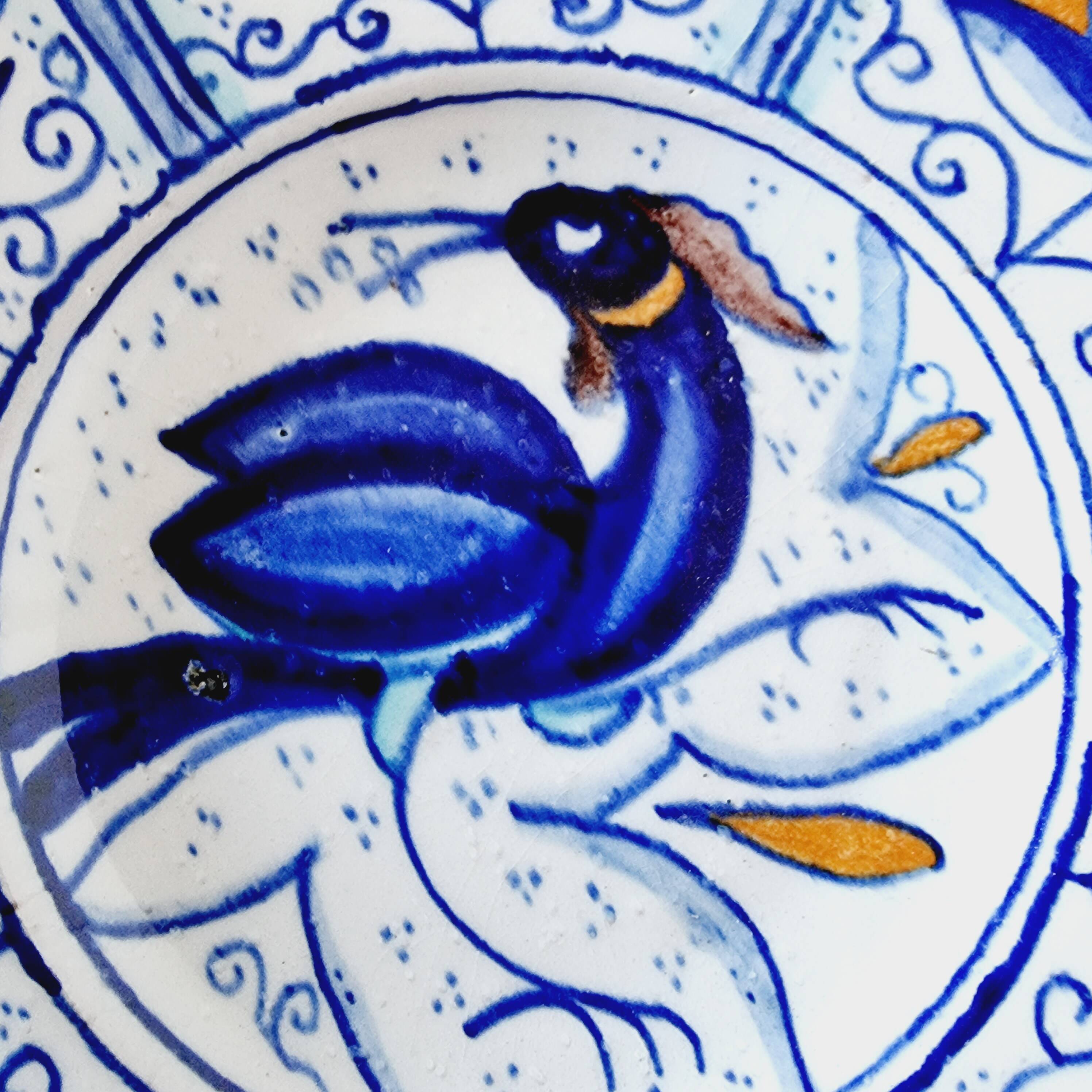 Antique Faenza soup plate made and hand painted in Italy and signed 1950s, p