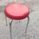 Stool tubing metal chrome seat imitation leather red vintage