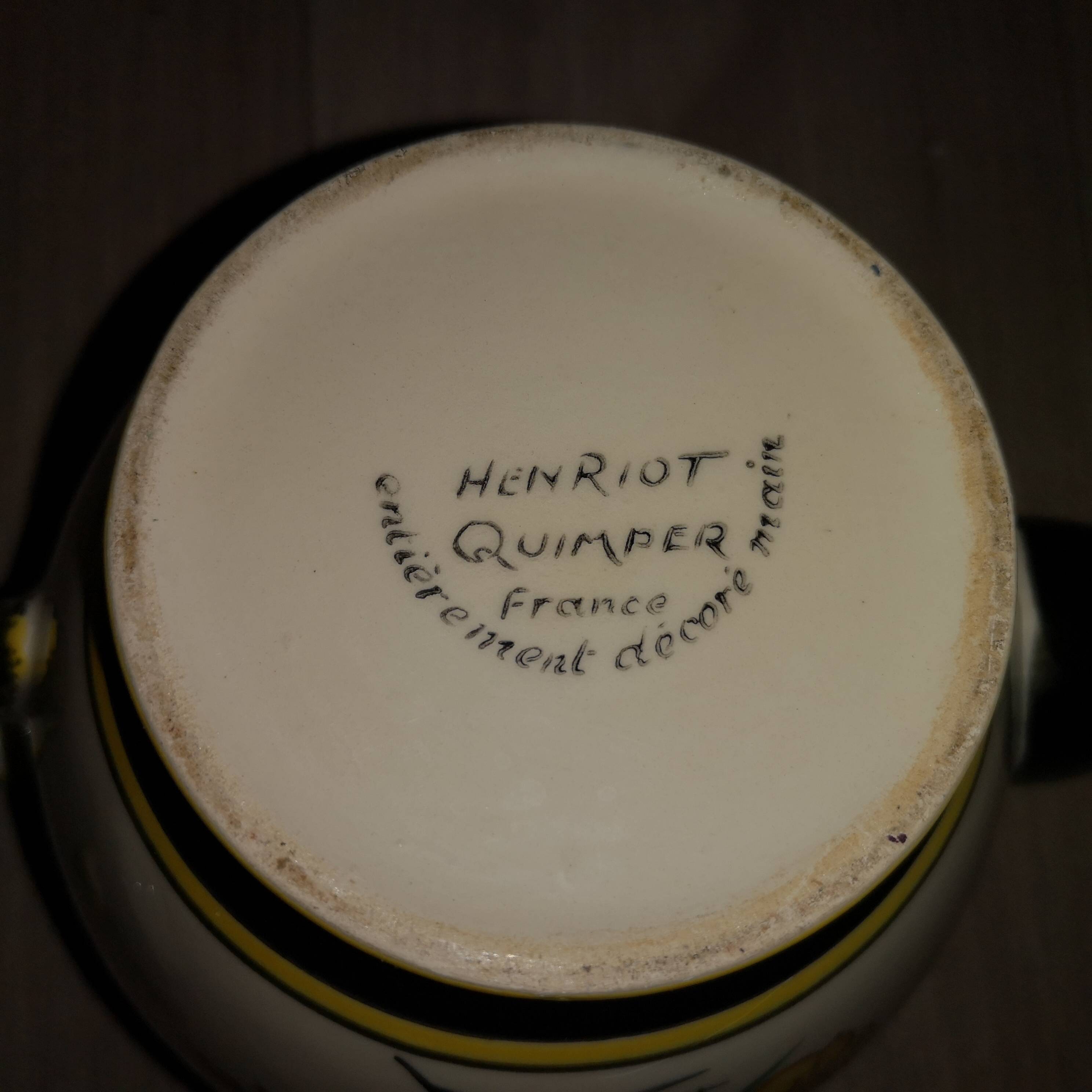 Henriot Quimper France teapot entirely hand decorated Brittany