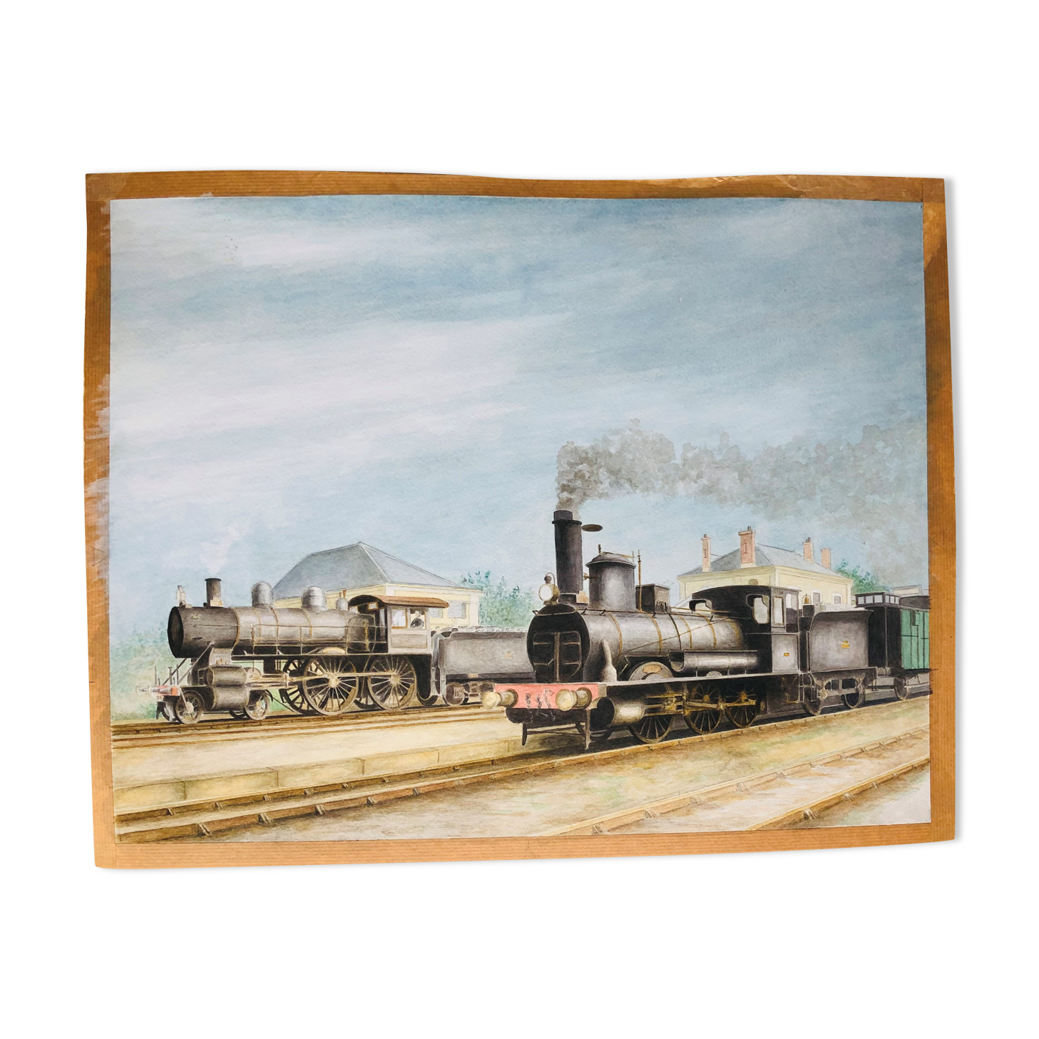 Steam locomotives watercolor