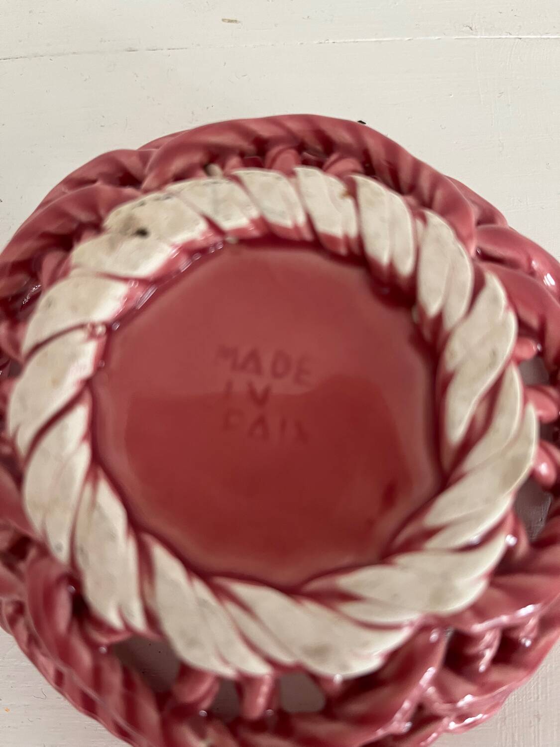 Pink woven ceramic bowl