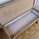 Vintage oak bench with storage box, two seats, 104 cm